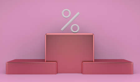 Podium for top position with percentage symbol for concept: champions of percent, discount or winner in market competition. 3d.の写真素材