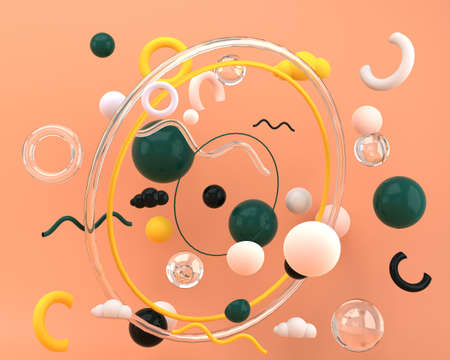 Colorful geometric shapes, 3d illustration, 3d render