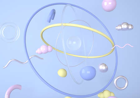 Colorful geometric shapes, 3d illustration.