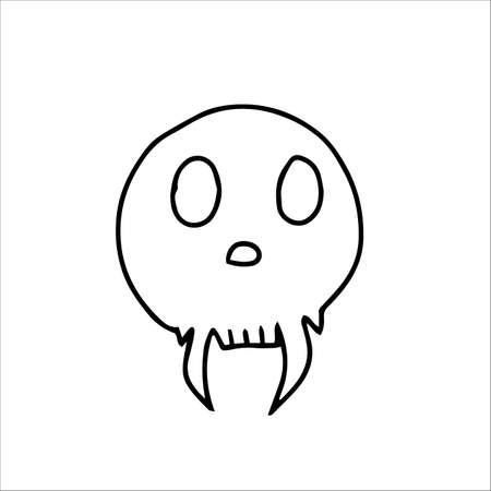 Hand drawn cartoon skull. Funny cartoon skull isolated on white background. Vector.のイラスト素材
