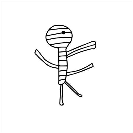 Cartoon character for halloween festival. Spooky character. Mummy, vector doodleのイラスト素材