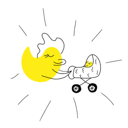 Duck mom with ducklings. For children's room decor prints, for baby clothes patterns, post card,...
