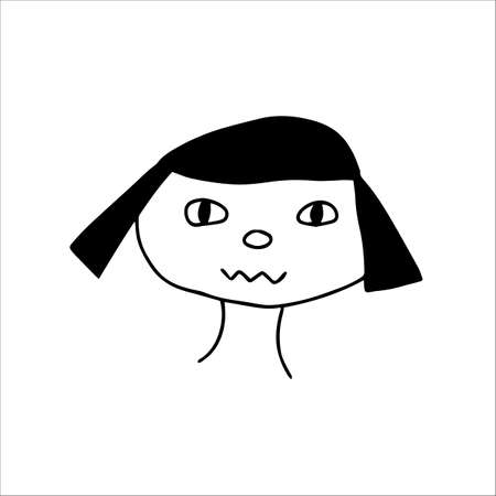 Hand-drawn cartoon face doodle avatar, vectorのイラスト素材