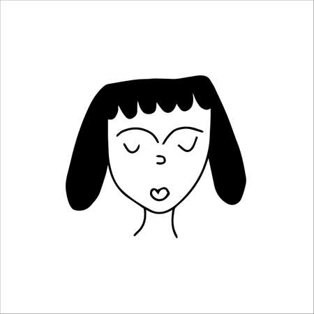 Hand-drawn cartoon face doodle avatar, vectorのイラスト素材