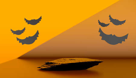Podium and minimal abstract background for Halloween, 3d rendering geometric shape.の写真素材
