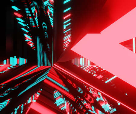 3d rendering, glowing lines, neon lights abstract psychedelic