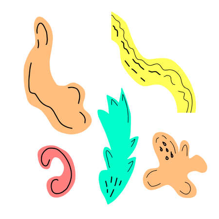 Decorative abstract collection with colorful doodles and abstract shapes. Hand-drawnのイラスト素材