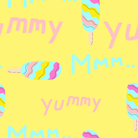 Cute seamless pattern with hand drawn ice cream for summer prints, posters, wrapping paper,...