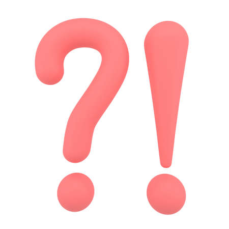 3d red question mark and 3d red exclamation markの写真素材