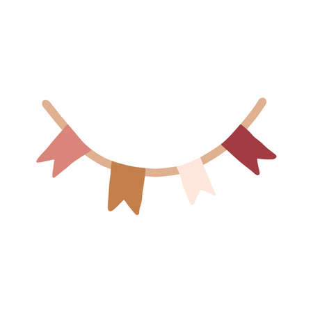 Boho garland nursery. Cute childish element in simple hand-drawn Scandinavian cartoon doodle style. Limited pastel palette ideal for printing childish textilesのイラスト素材