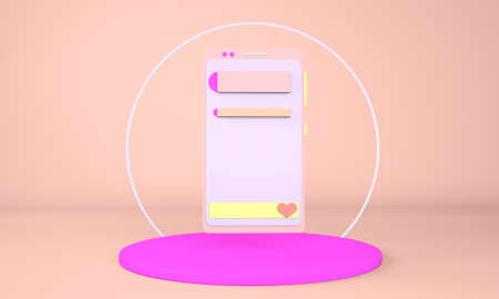 background with a smartphone. application interface. trendy design for social media advertising. 3d