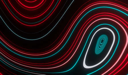 3d business flyer template or corporate banner design with neon wave, 3d render.