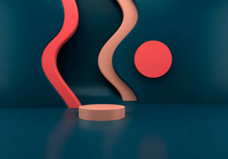 Podium use for product presentation. Abstract wave background. 3d rendering.の写真素材