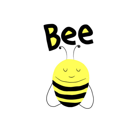 Cute bee cartoon vector illustrationのイラスト素材