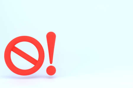 Forbidden red sign with copy space on pastel background. 3d illustrationの写真素材