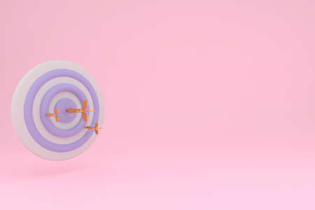 Bullseye or dart board has dart arrow throw hitting the center of a shooting target for business targeting and winning goals business concepts. 3d renderingの写真素材