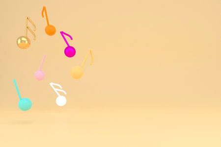 3d illustration of music note. Music melody backgroundの写真素材