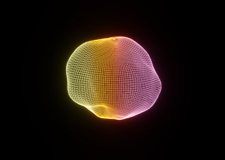 Abstract Deformed 3D Sphere. Bright Glowing Radial or Circular Digital Equalizer. 3D Illuminated...