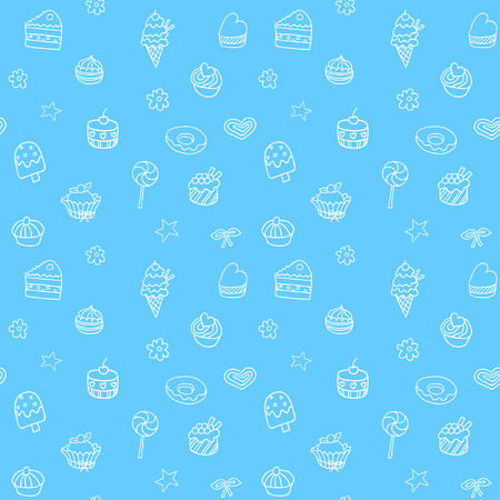 Seamless pattern with ice-cream, pie and cupcakesのイラスト素材