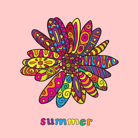 Illustration of abstract ornament flower, bright floral element for your designのイラスト素材