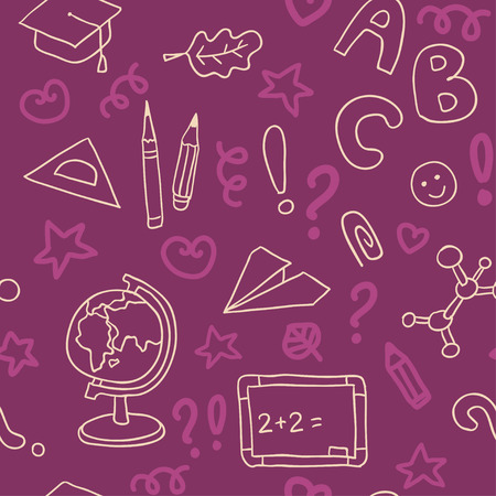 Seamless pattern with set of different school thingsのイラスト素材