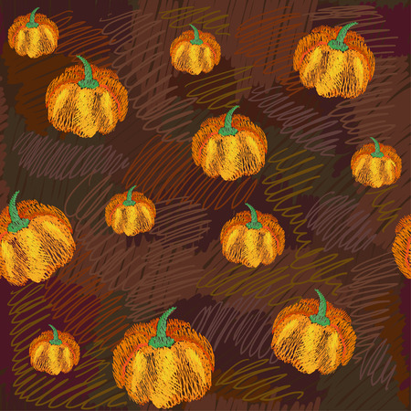 vector seamless pattern with pumpkinsのイラスト素材