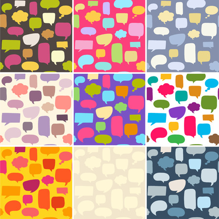 Set of nine seamless pattern with speech bubblesのイラスト素材