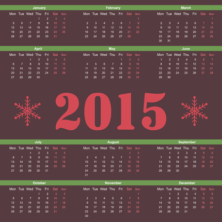 Simple european 2015 year vector calendarのイラスト素材