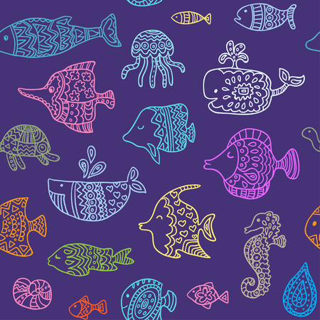 Seamless pattern with sea creaturesのイラスト素材