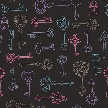 Seamless pattern with vintage keysのイラスト素材