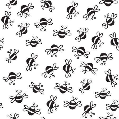 Seamless cute background with beesのイラスト素材