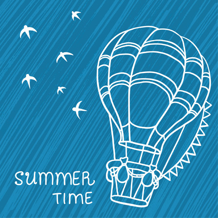 Hot air balloon on marker textureのイラスト素材