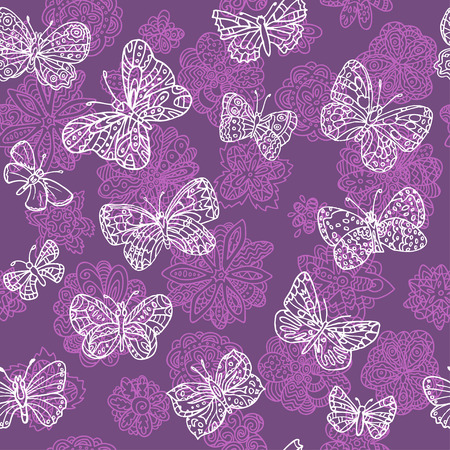 Seamless pattern with butterflies and flowersのイラスト素材