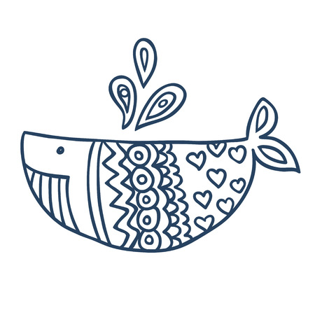 Cute fish cartoon, line art, coloringのイラスト素材