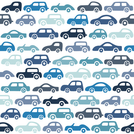 Doodle cars background. Seamless baby boy pattern . Texture for wallpaper, fills, web page background.のイラスト素材