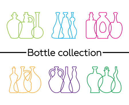 Set of bright bottles on white background.のイラスト素材