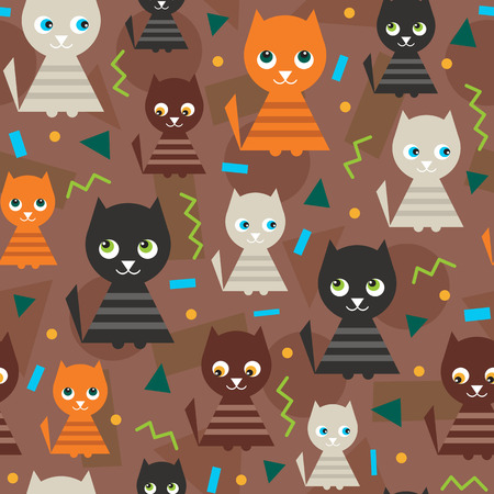 seamless pattern with cute colorful cats. Endless texture for wallpaper, fill, 
web page background, surface texture.のイラスト素材