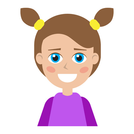 Female icon for avatar. Cartoon character collection. It can be used as -  pictogram, icon, infographic element.のイラスト素材