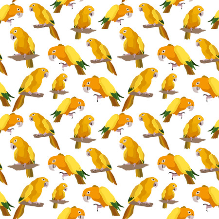 Seamless colorful tropical pattern with parrot bird. Can be used for textile, website background, book cover, packaging.のイラスト素材
