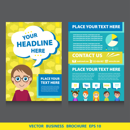 Vector colorful template flyer brochure with people and place for your text and contact. Size A4. Eps 10のイラスト素材