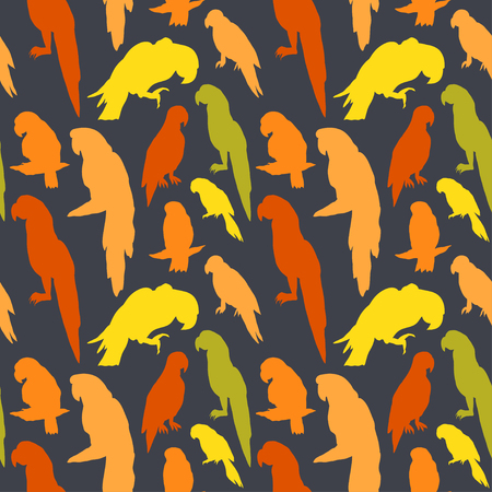 Seamless tropical pattern with parrot bird silhouette. Can be used for textile, website background, book cover, packaging.のイラスト素材