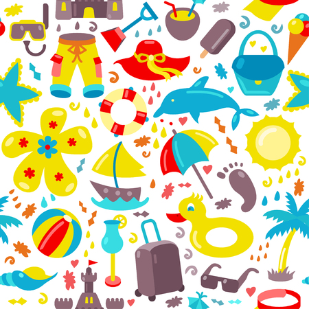 Vector beach pattern for summer.  Endless texture for wallpaper, fill, web page background, surface texture.のイラスト素材