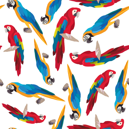 Seamless colorful tropical pattern with parrot bird. Can be used for textile, website background, book cover, packaging.のイラスト素材