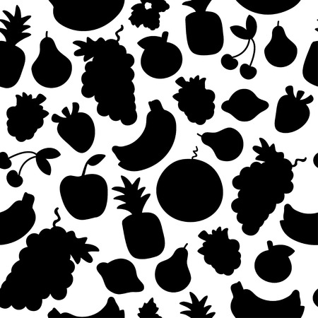 Vector pattern of seamless background with fruit silhouette.Can be used for textile, website background, book cover, packaging.のイラスト素材