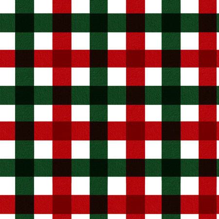 Watercolor seamless pattern with red and green plaid. Cozy and festive texture. Perfect for Christmas wrapping paper, textiles, backgrounds, and holiday design projects.の写真素材
