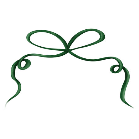 Soft watercolor green bow. Perfect for festive designs, gift wrapping, greeting cards, and holiday dの写真素材