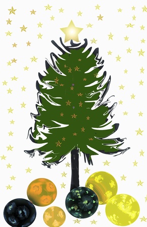 Christmas tree. Golden Christmas decoration.の写真素材