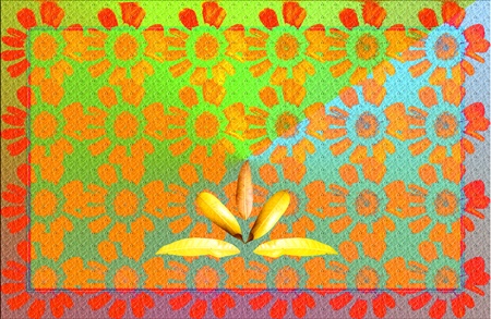  Tropical autumn. Leaves over flowers. Spirit landscape.Surrealism.の写真素材