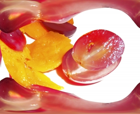 Red grape and mango expressionの写真素材