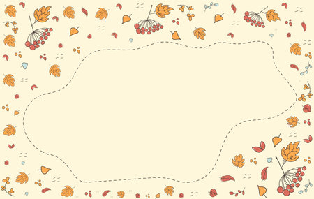 Autumn school poster. Template for your text or photo. Ideal for cards, invitations, parties, kindergartens, school children and children. Background, frame for text.のイラスト素材